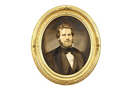 Victorian Antique Portrait of a Gentleman, Oval Gold Leaf Frame #39101