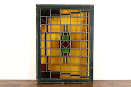 Craftsman Antique Architectural Salvage Leaded Stained Glass Window 44.5" #38956