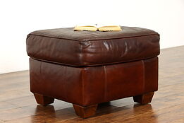 Traditional Saddle Leather Vintage Ottoman, Stool or Bench #39132