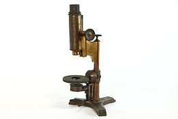 Industrial Laboratory Salvage Antique Brass Microscope Pat 1885 #39114