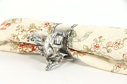 Victorian Antique Silverplate Napkin Ring Squirrel Eating Nut #39119