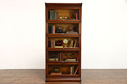 Arts & Crafts Mission Oak Antique Office 5 Stack Lawyer Bookcase, Gunn #36988