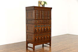 Arts & Crafts Mission Oak Antique 30 Drawer Office File Cabinet, Yawman #39193