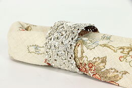 Victorian Antique Silverplate Napkin Ring Floral Filigree, M Mono #39217