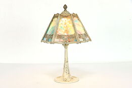 Art Nouveau Antique Boudoir or Desk Lamp with Stained Glass Shade #39457