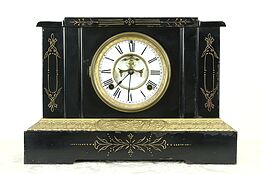 Ansonia NY Signed Antique Victorian Iron Clock, Open Escapement Pat. 1882