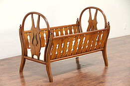 Victorian 1890 Antique Bentwood Baby Bed or Crib, Pinstriping #29626