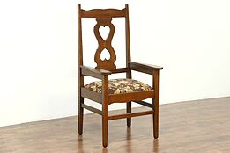 Oak Antique 1900 Craftsman Library or Office Chair, New Upholstery #28682
