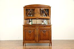 French Art Nouveau Antique Wine Cabinet, Back Bar, Server Sideboard #31501