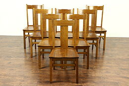 Set of 8 Arts & Crafts Mission Oak Antique 1910 Craftsman Dining Chairs