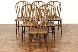 Set of 6 Antique Windsor Elm Dining Chairs, Marsh Sleatford, England #28740