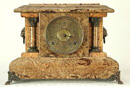 Seth Thomas Antique 1880's Mantel Clock, Marbleized Bakelite Case #29148