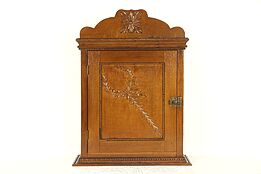 Oak Antique Medicine Chest, Hanging or Countertop Cupboard or Cabinet #30915