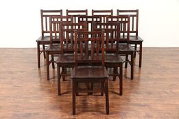 Set of 10 Arts & Crafts Mission Oak Antique Craftsman Dining Chairs #29352