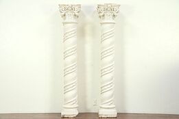 Pair Baroque Antique Stucco Spiral Columns, Antique Architectural Salvage #29165