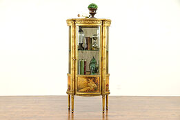 French Gold Leaf Hand Painted Antique Vitrine China or Curio Cabinet  #30893