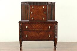 Art Deco 1925 Antique Tall Chest on Chest, Signed Hillenbrand #29088