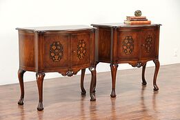 Pair of Italian Antique Hall Console Cabinets, End Tables or Nightstands #29545
