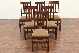 Set of 6 Arts & Crafts Mission Oak Antique Craftsman Dining Chairs #29856