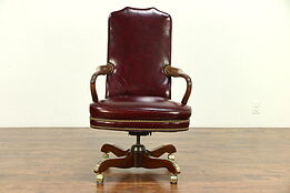 Leather Vintage Swivel Adjustable Desk Chair, North Hickory  #30283