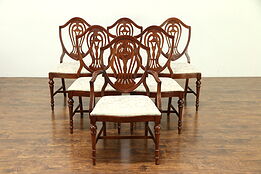 Set of 6 Traditional Vintage Shield Back Dining Chairs #30677