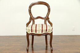 Victorian Antique 1860 Finger Carved Walnut Side, Dining or Desk Chair #31184