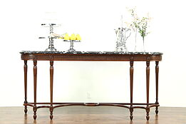 Hall Console Table or Server, Antique 1920 Marble Top, Signed Colby #28800
