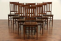 Arts & Crafts Style Set of 8 Vintage Quarter Sawn Oak Dining Chairs