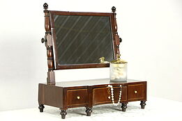 Dresser Top Antique English 1800's Shaving or Make Up Mirror