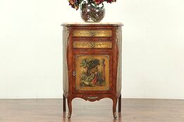 Vernis Martin Antique Music Cabinet or Hall Console, Marble Top, France #29057