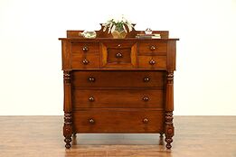 Empire 1830 Antique Walnut Dresser or Linen Chest, Wine Drawers #30398