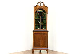 Traditional Walnut 1915 Antique Corner Cabinet