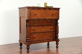 Empire Antique 1835 Chest or Dresser, Cherry & Curly Tiger Maple, Ohio #29921