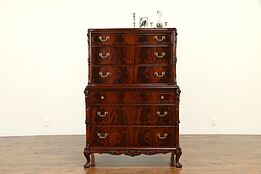 Carved Mahogany Antique Tall Chest on Chest, Curved Front, Joerns #31688