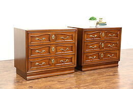 Pair of 1960's Vintage Cherry Chests or Nightstands, Signed Henredon