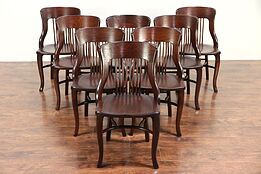 Set of 8 Antique Quarter Sawn Oak Dining Chairs Heywood Wakefield Chicago #29794