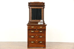 Victorian 1880 Antique Walnut Chest or Dresser & Mirror
