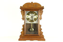 Victorian Eastlake 1890 Antique Walnut Shelf or Mantel Clock New Quartz Movement