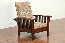 Arts & Crafts Antique Craftsman Morris Reclining Chair, New Upholstery #29066