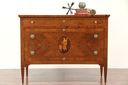Marquetry & Angels Antique Chest or Dresser, Italy #29361