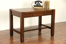 Arts & Crafts Mission Oak 1905 Antique Cadillac Desk, Library Table, Inkwell