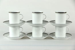 Set of 6 Vintage Cup & Saucer Set in Evensong Rosenthal Continental White