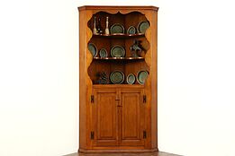 Country Pine Corner Cabinet, Hand Made 1940 Vintage Raised Panel Doors