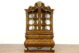 Baroque Bombe Antique 1910 China or Curio Display Cabinet, Italy