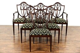 Set of 6 Traditional Shield Back Vintage Dining Chairs, New Upholstery