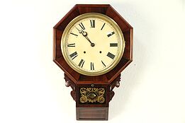 Victorian Antique Walnut Wall Clock, Hour Strike, Signed Welch #29782
