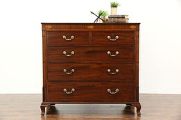 Mahogany & Marquetry Antique 1860 Hall Chest or Dresser, England