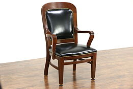 Mahogany & Leather 1900 Antique Milwaukee Courthouse Chair
