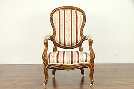 Victorian Antique 1860 Finger Carved Walnut Chair #31185
