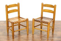 Pair of 1930 Vintage Ash & Maple Child Size Chairs, Photography Props